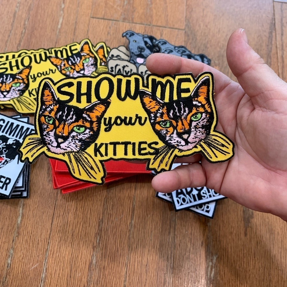 Brand NEW Large custom made Show me your kitties iron on patch